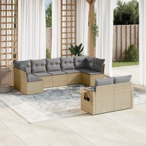 Prolenta Premium - Salon De Jardin Avec Coussins 9 Pcs Beige R&eacute;sine Tress&eacute;e - Neuf