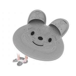 Tapis De Douche Exfoliant Pour Les Pieds En Forme D'oreilles De Lapin - Lot De 2, Blanc Et Gris - Neuf