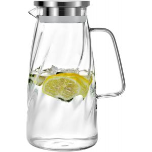 Mevronisshop-Vzaahu Pichet En Verre Avec Couvercle Carafe 1,7 L Th&eacute;i&egrave;re Borosilicate Pour Eau Glac&eacute;e, Th&eacute;, Jus, Caf&eacute;, Lait - Neuf