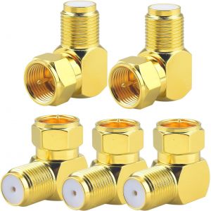 5 Pi&egrave;ces Adaptateur Coaxial F Type F &agrave; 90 Degr&eacute;s M&acirc;le vers Femelle Adaptateur Satellite RG6 pour RG6/C&acirc;ble Satellite, TV Murale, Antenne TV, D&eacute;codeur, TNT et Parabole - Neuf