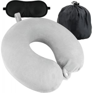 TRAHOO-Coussin de Voyage, Coussin de Nuque en Mousse ¿¿ m¿¿moire de Forme pour Voyage, Coussin de Cou, Petit et Portable, adapt¿¿ pour Une Utilisation dans Les Avions, Les Trains, Les Voitures et Les Bu - Neuf