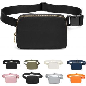 KALANKA-Sac Banane pour Femme et Homme, Sac Banane Tendance Sace Bandoulière en Nylon Sace de Voyage avec Sangle Réglable pour Sports de Plein Air Voyage en Course à Pied (Noir) - Neuf