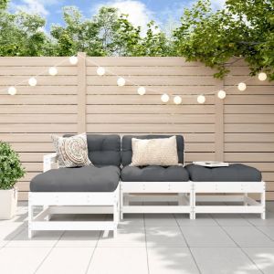 Prolenta Premium - Salon De Jardin 4 Pcs Avec Coussins Blanc Bois Massif - Neuf