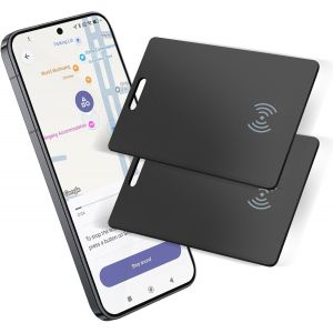 VornixorSarlshop-Lot de 2 trackers Portefeuille Android &iquest; Carte de Suivi Ultra Fine 1,8 mm Android avec Chargement sans Fil, Compatible avec Google Find My Device, IP68 &eacute;tanche pour Portefeuille et B - Neuf