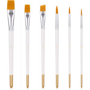 KAL-Lot De 6 Pinceaux À Gâteau En Nylon Pour Peinture À L'Huile Et Aquarelle - Neuf