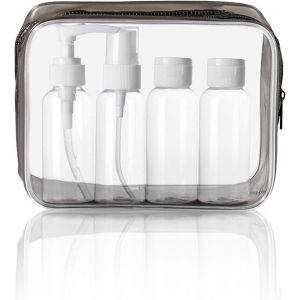 KALANKA-Kit Voyage Avion Bouteille de Voyage Cosmetique 60ml Flacon Voyage Étanche et Rechargeable Flacon Spray de Voyage Transparent pour Liquides Organisateur Set de Toilette pour Cosmetique (S, No - Neuf