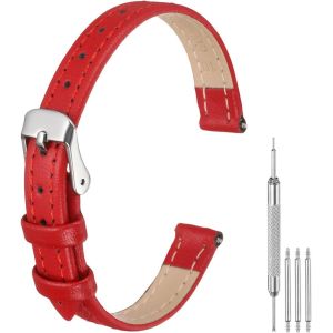 Sourcing Map Leather Watch Bands For Men And Women, Quick Release Watch Strap Replacement, Flat Thin Elegant Leather Strap With Tools - Neuf