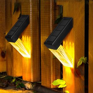 Lot De 2 Appliques Murales Solaires Led Pour Jardin, Avec Modes D'&eacute;clairage Chaud Et Rgb, Pour La D&eacute;coration Ext&eacute;rieure. - Neuf