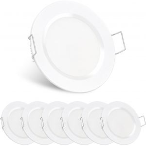 Kal-Spot Encastrable 12v Led Extra Plat Argent Dimmable 2.5w 215lm Étanche Ip64 Éclairage Plafond Encastré Pour Camping-Car Bateau Van Cuisine Salle De Bain Meuble, Blanc 3000k, Lot De 6 - Neuf