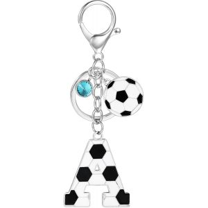 PATA-Porte Cl&eacute; Football avec Lettre Initiale, Porte Clef Alphabet avec Pendentif Football pour Amoureux du Football, Cadeau de Football Charme de Porte Cl&eacute;s pour Cl&eacute; de Voiture Sac &agrave; Dos D&eacute;cor - Neuf