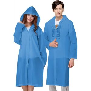 Poncho De Pluie, Poncho De Pluie 2 Pièces, Poncho De Pluie Réutilisable En Eva, Poncho De Pluie Pour Femmes Et Hommes, Parfait Pour Les Festivals De Camping Et La Randonnée, Taille Unique, Bleu - Neuf