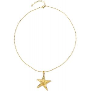Kal-Collier Étoile De Mer Doré, Exquis Collier D'été Fileté Tourbillonnant Pour Femme Pendentif Étoile De Mer Tendance En Acier Inoxydable Chaîne Océan Plage Bijoux Bohème Cadeau - Neuf
