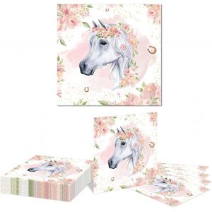 20 Pi&egrave;ces Accessoires De F&ecirc;te D'anniversaire Cheval,Cadeaux De F&ecirc;te Cheval Incluant Assiettes Et Serviettes,D&eacute;coration Vaisselle D'anniversaire Cowgirl Et Cheval Sauvage - Neuf