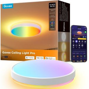 Ulteronixshop-Plafonnier Led Rgbic, Smart Luminaire Plafonnier 38cm, 4300lm &Eacute;clairage De Plafond Lampe Dimmable Travailler Avec Matter Alexa Google Home, Luminaire Int&eacute;rieur Pour Salon Chambre Cuisin - Neuf