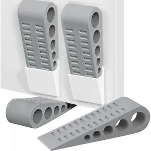 LETNERNY-Lot De 4 Butoirs De Porte En Gris, Cale-Porte Antid&eacute;rapants Et Butoirs De Porte, Adapt&eacute;s Pour Les Sols, Les Portes Et Les Applications Plus Lourdes, En Caoutchouc Et Plastique, Cale-Port - Neuf