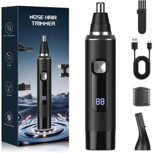 Hthed-Tondeuse 2 En 1 Pour Poils De Nez Et Oreilles - Rechargeable Par Usb - Avec Affichage Led - Pour Hommes Et Femmes - Avec Double Lame - Étanchéité Ipx7 - Facile À Nettoyer - Neuf