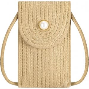 RFCBC-Sac à Main à Bandoulière de Plage en Paille Sacs Tissés En Paille pour Femmes D'été Fait Main Fermeture avec Boucle pour Voyage Vacances Téléphone Filles Mesdames - Neuf