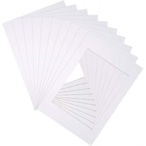 Fchhk-10 Pcs Passe Partout Cadre Photos 15x20cm, Cadre Photo En Carton Papier Rectangle Pour Tirages Peinture Decoration, Passepartout Carré Cadre Blanc Pour Photos Image Diy Affiches (15 X 20.1 Cm) - Neuf
