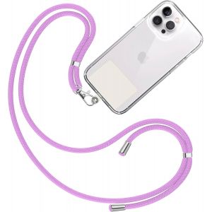 Cordon Collier Laniere Portable [Mauve] Avec Patch De Fixation [Blanc Ice] Et Sangle De Suspension Amovible Réglable Et Résistante Compatible Avec Toutes Les Marques De Téléphone A[POP942075] - Neuf