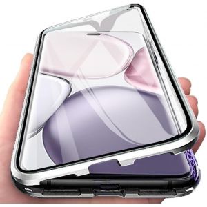 Kal-Coque Pour Honor Magic 7 Lite 5g, Coque D'adsorption Magnétique Ultra Mince À 360° Housse De Protection En Avant Et Arrière Verre Trempé Etui Transparent Métallique Antichoc, Argent - Neuf