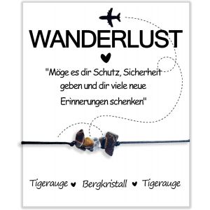 Kalsw-Carte De V?ux Voyageur Du Monde Bracelet De Voyage|Cadeau|Pierre Précieuse|Pierre De Protection|?il De Tigre|Cristal De Roche|Bracelet De Protection Porte-Bonheur Voyage Femme Tressé - Neuf
