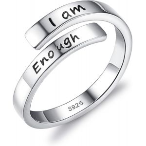 Kahfl-Bague En Argent Sterling 925 Pour Femmes I Am Enough Bague Inspirantes Encourager Bague Pour Filles Taille De Bague Réglable Pouce Ouverture Bague - Neuf