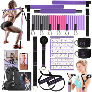 Ensemble De Barres De Pilates Et De Bandes De Résistance Avec Poignées,Salle De Sport Portable À Domicile-Livré Avec Des Affiches Et Des Vidéos De Fitness.[K1204] - Neuf