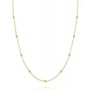 Collier Femme Boule Nela,Plaqué Or 18k,45+5cm Longueur Variable,316l Chaîne En Acier Inox Avec Petites Boules (3mm),Sans Nickel Et Résistant À L'eau - Neuf