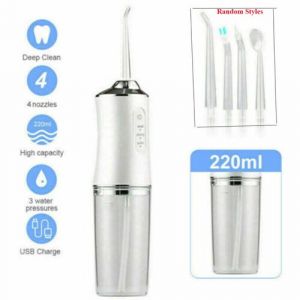 Hydropulseur Dentaire Sans Fil Avec 4 Embouts De Jet Et Fil Dentaire, Blanc - Neuf