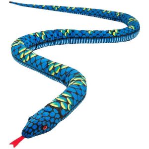 Peluche Serpent G&eacute;ant R&eacute;aliste En Peluche Animal Yeux Rouges Jouet Cadeaux pour Gar&ccedil;ons et Filles 110 Pouces Bleu - Neuf