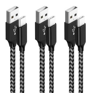 Usb C Cable, [2m/Pack Of 3] Usb To Usb C Fast Charge 3a Nylon Cable For Iphone 15 Pro Max, Ipad Pro Macbook Air, Samsung Galaxy S24 S23 S22 S21 Note 10 - Neuf