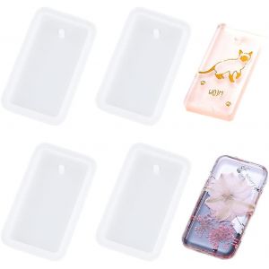 Lot De 4 Moules Rectangulaires En Silicone Pour Porte-Cl&eacute;s En R&eacute;sine &Eacute;poxy Avec Trou Pour Loisirs Cr&eacute;atifs, D&eacute;coration, Silicone - Neuf