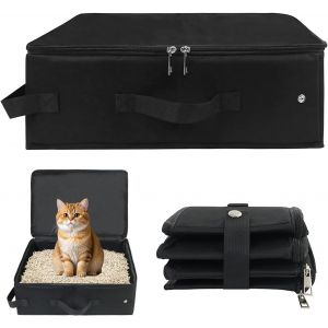 Kalanka-Litiere De Voyage Pour Chat, 40 X 30 X 15cm Litiere Portable Pour Chat, Tissu Oxford Pliable Et Portable Sac De Transport Pour Le Camping, L'int&eacute;rieur Et L'ext&eacute;rieur (Noir) - Neuf