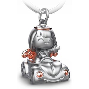 KALANKA-Porte-cl&eacute;s ange gardien Carla dans la voiture - Joli pendentif ange en m&eacute;tal - Cadeau porte-bonheur pour voiture - permis de conduire - Fahr prudent, Or rose, Taille unique, Porte-cl&eacute;s - Neuf