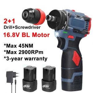 Perceuse sans fil 2 en 1 16.8V/21V, tournevis électrique, tournevis à batterie, voies de Rotation, perceuses, outils de tournevis-Définir la batterie 1 2pcs - Neuf
