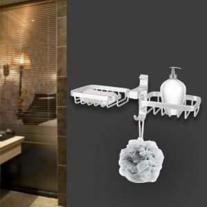 HJLIAN Porte-savon de salle de bain en aluminium, sans perforation, a suspendre, boite de rangement - Neuf