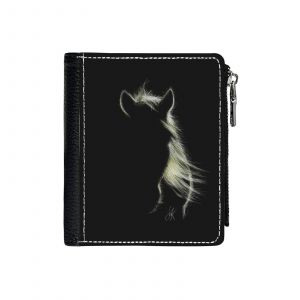 Portefeuille Silhouette de cheval=22 Compact en Simili-Cuir Porte-Cartes Fermeture Éclair Homme Femme Ad - Neuf