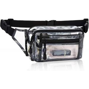 SJZG-20 Cm / 7,87 Po Sac Banane Pvc, Sac Banane Transparent Approuv&eacute; Par Stade Sac De Taille Transparent Imperm&eacute;able Pour Hommes Et Femmes Joli Sac Banane Avec Sangle R&eacute;glable Pour Voyager - Neuf