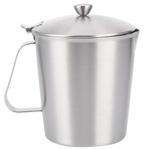 HJLIAN Tasse a cafe latte epaisse en acier inoxydable 304, tasse a mesurer, pichet a mousse de lait avec couvercle gradue, 700 ml avec couvercle - Neuf