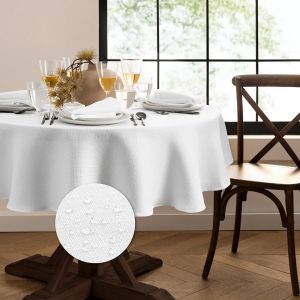 SJZG-Home Fashions Laurel Nappe R&eacute;sistante &Agrave; L'Eau Et Aux Taches &Agrave; Texture Unie, Ovale, 152,4 X 213,4 Cm, Blanc - Neuf