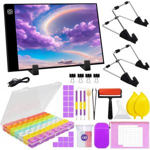 Jexnovashop-Tablette Lumineuse A3,Diamond Painting Accessoires,Luminosit&eacute; R&eacute;glable Portable Table Lumineuse Planche Dessin Avec Usb C&acirc;ble Diamond Painting Accessoires - Neuf