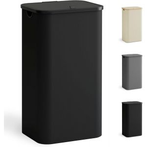 MEVRONISSHOP-Panier &agrave; linge avec couvercle 100L, collecteur de linge &eacute;troit avec sac &agrave; linge, trieur de linge pliable avec poign&eacute;e en plastique, coffre &agrave; linge haut, (Noir) - Neuf