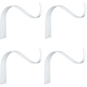 Mevronisshop-Lot De 4 Crochets Muraux En M&eacute;tal Pour Suspendre Des Plantes, Des Lanternes, Des Mangeoires &Agrave; Oiseaux, Des Manteaux, Des Carillons &Agrave; Vent, Des Supports De Suspension Murale - Blanc - Neuf