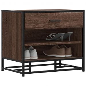 Banc À Chaussures Chêne Marron Bois D'ingénierie Et Métal - Neuf