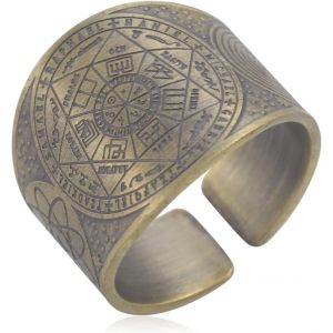 Trahoo-Bague Sceau Des 7 Archanges Bague Cube Métatron Bague Sceau De Lilith Biblique Bague Amulette Talisman Bague Géométrie Bague Cuivre Bonne Chance Protection Bijoux Religieux Pour Hommes Femmes - Neuf