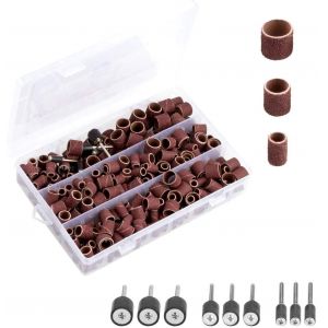 338 Pièces Tambour De Ponçage Avec Boîte De Plastique,Comprenant 329 Pièces Bandes De Ponçage Et 9 Pièces Tambour Mandrin 1/2"",3/8"",1/4"" Pour Dremel Outils Rotatifs - Neuf