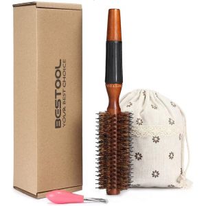 Brosse Ronde Pour Le Séchage, Brosse À Cheveux Ronde En Poils De Sanglier, Grande Brosse De Style Ronde Pour Femmes Et Hommes, Lissage, Curling, Ajout De Brillance (2.8 Inch) - Neuf