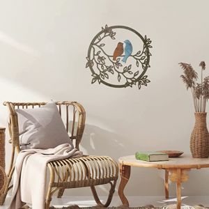 D&eacute;coration murale en m&eacute;tal repr&eacute;sentant un oiseau - Silhouette de branche d'arbre - Fer de 30 cm pour la maison - Neuf