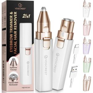 &Eacute;pilateur Pour Sourcils Et Poils Du Visage Pour Femmes: Rasoir &Eacute;lectrique 2 En 1 Pour Le Visage Et Les Sourcils - Lumi&egrave;re Led Int&eacute;gr&eacute;e Pour L'&eacute;pilation Du Visage Des L&egrave;vres Et Du Corps (Blanc) - Neuf