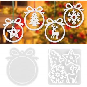 2 Pi&egrave;ces Moule Silicone R&eacute;sine No&euml;l, Moules En R&eacute;sine De No&euml;l Pendentif, S Moule Resine Epoxy, Diy Moule En Silicone Pour Resine Pour L'artisanat, D&eacute;coration De No&euml;l - Neuf